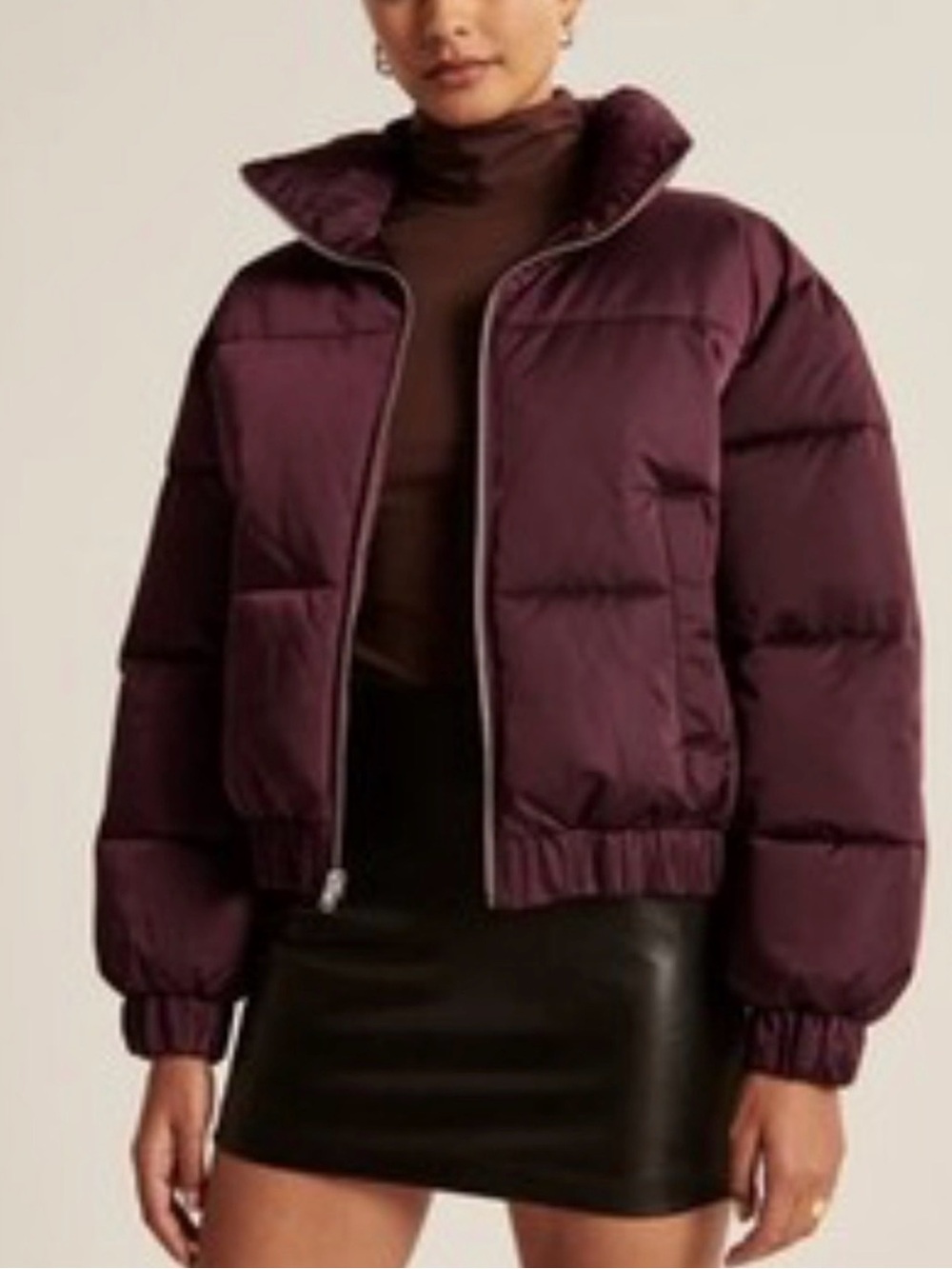 Abercrombie & Fitch Plum Quilted Puffer Jacket